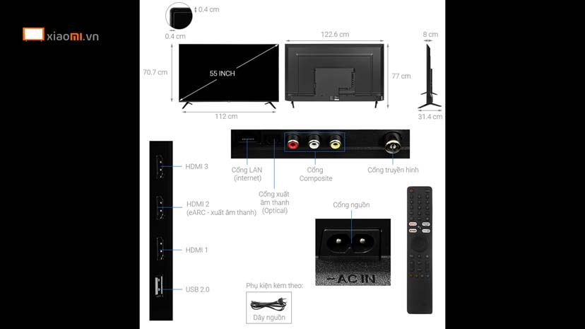 tổng quan thiết kế của Xiaomi Google TV A L55M8-P2SEA.jpg